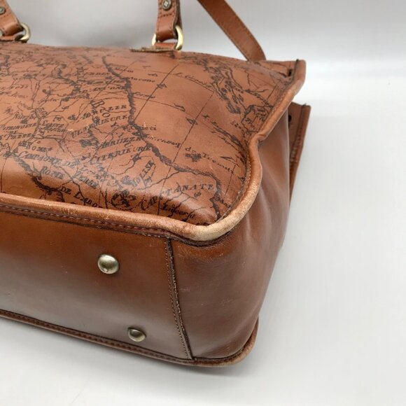 Patricia Nash Brown Leather Map Print Tote And Wallet - Picture 8 of 12